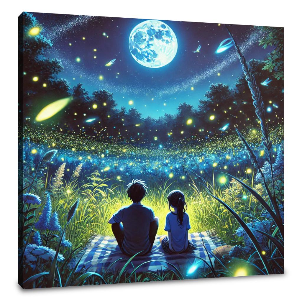 Firefly Meadow Night Canvas