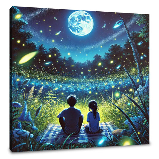 Firefly Meadow Night Canvas