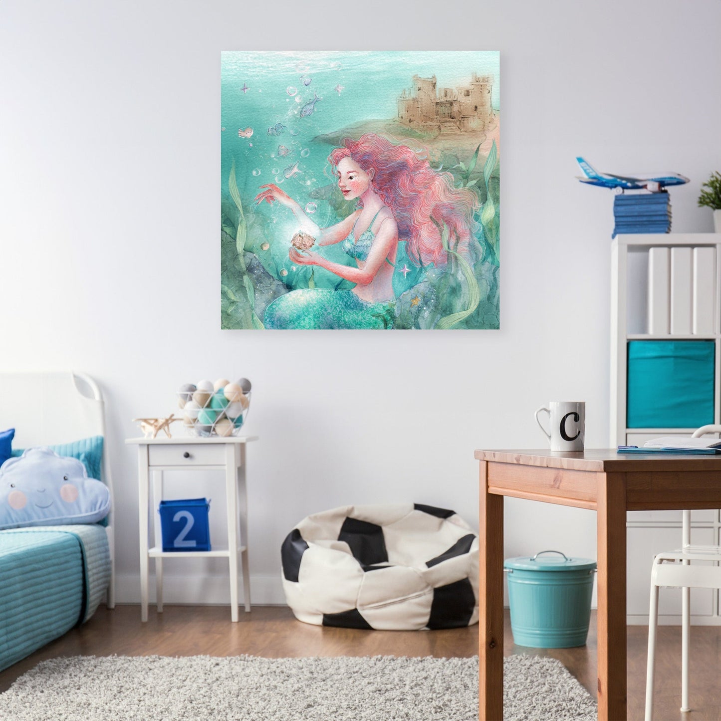 Mermaid Treasure Castle Canvas