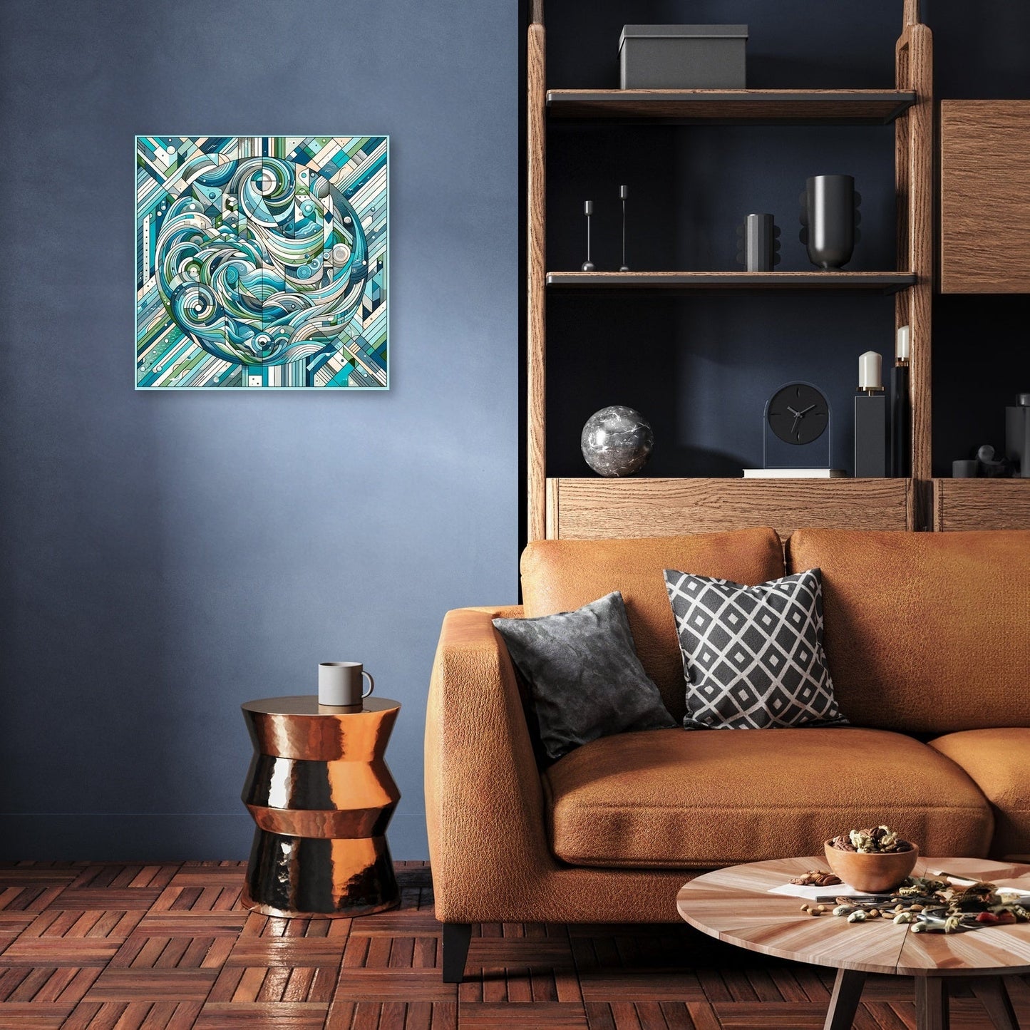 Aquatic Harmony Geometric Dance Canvas