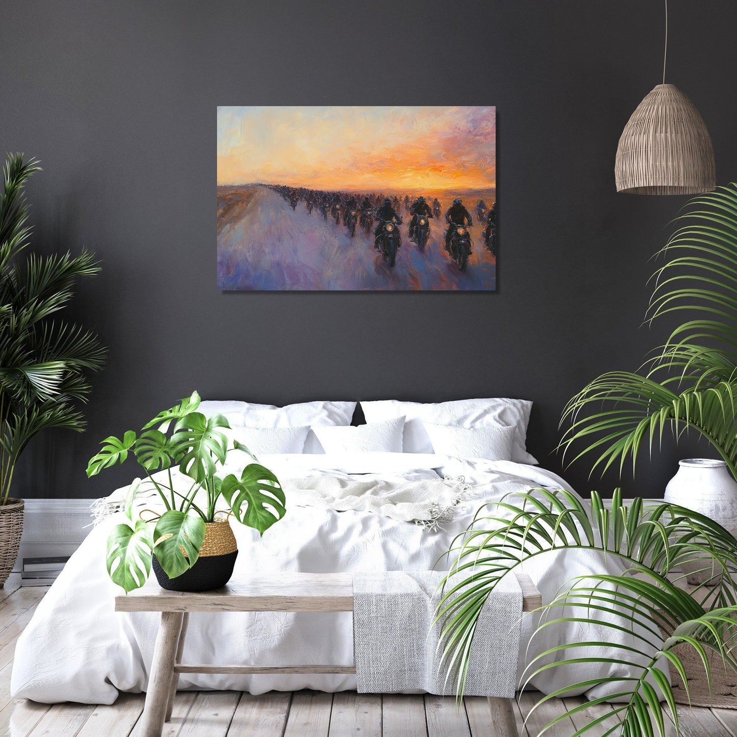 Sunset Biker Journey Canvas