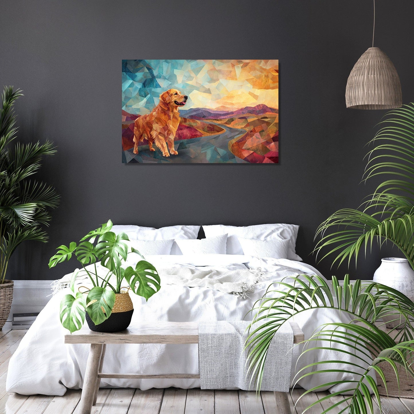 Geometric Golden Retriever Canvas