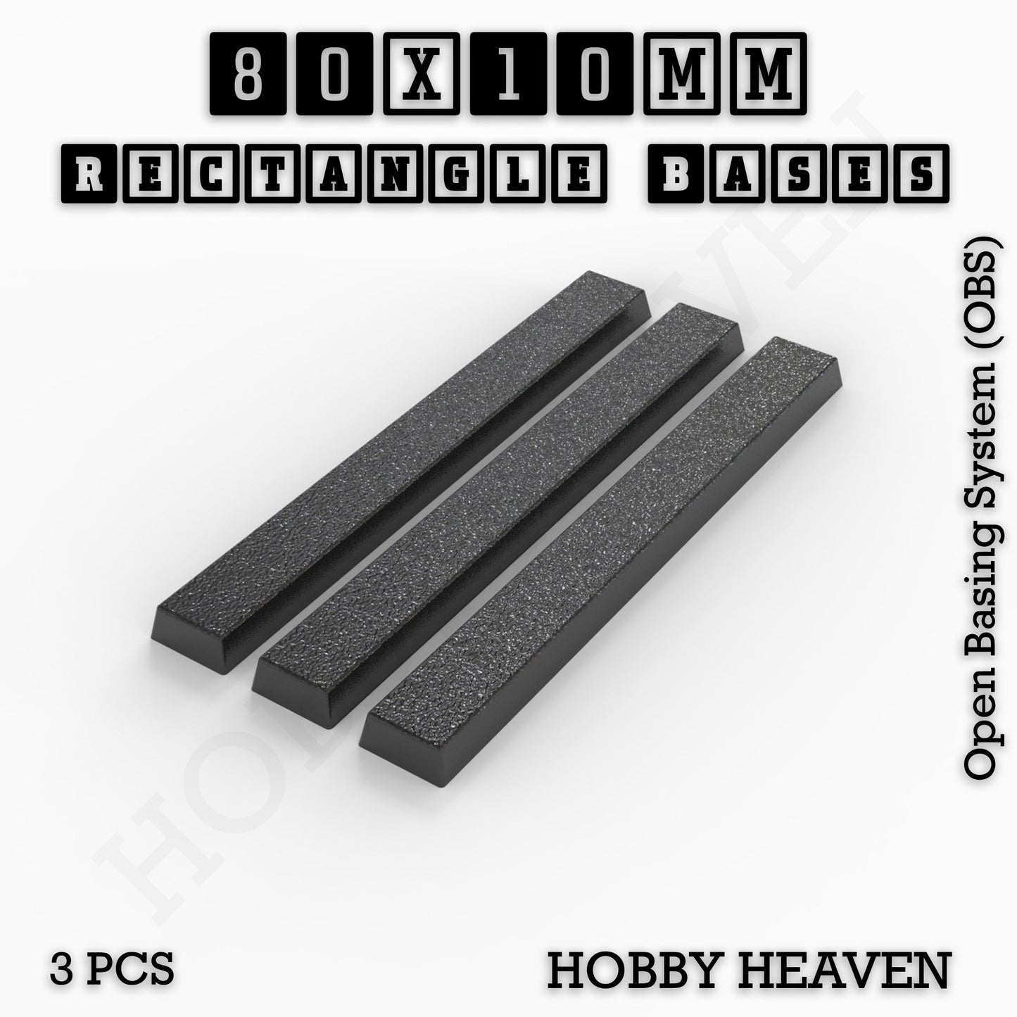 Rectangle Bases Medium Sizes - 75x30mm to 125x40mm and up to 100x90mm Wide - 3D Print Tabletop Games