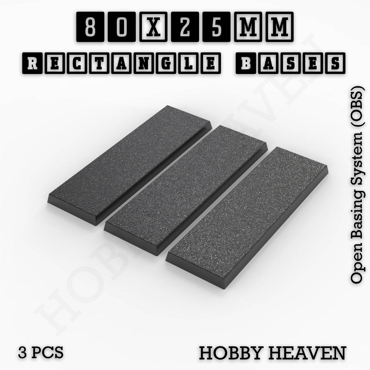 Rectangle Bases Medium Sizes - 75x30mm to 125x40mm and up to 100x90mm Wide - 3D Print Tabletop Games