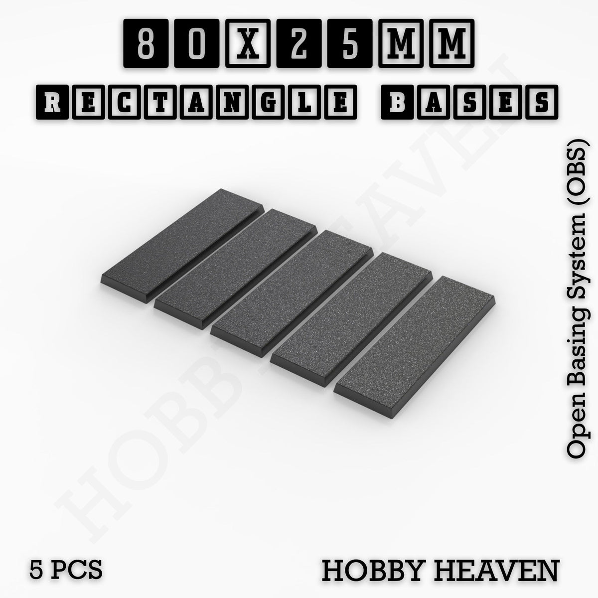 Rectangle Bases Medium Sizes - 75x30mm to 125x40mm and up to 100x90mm Wide - 3D Print Tabletop Games