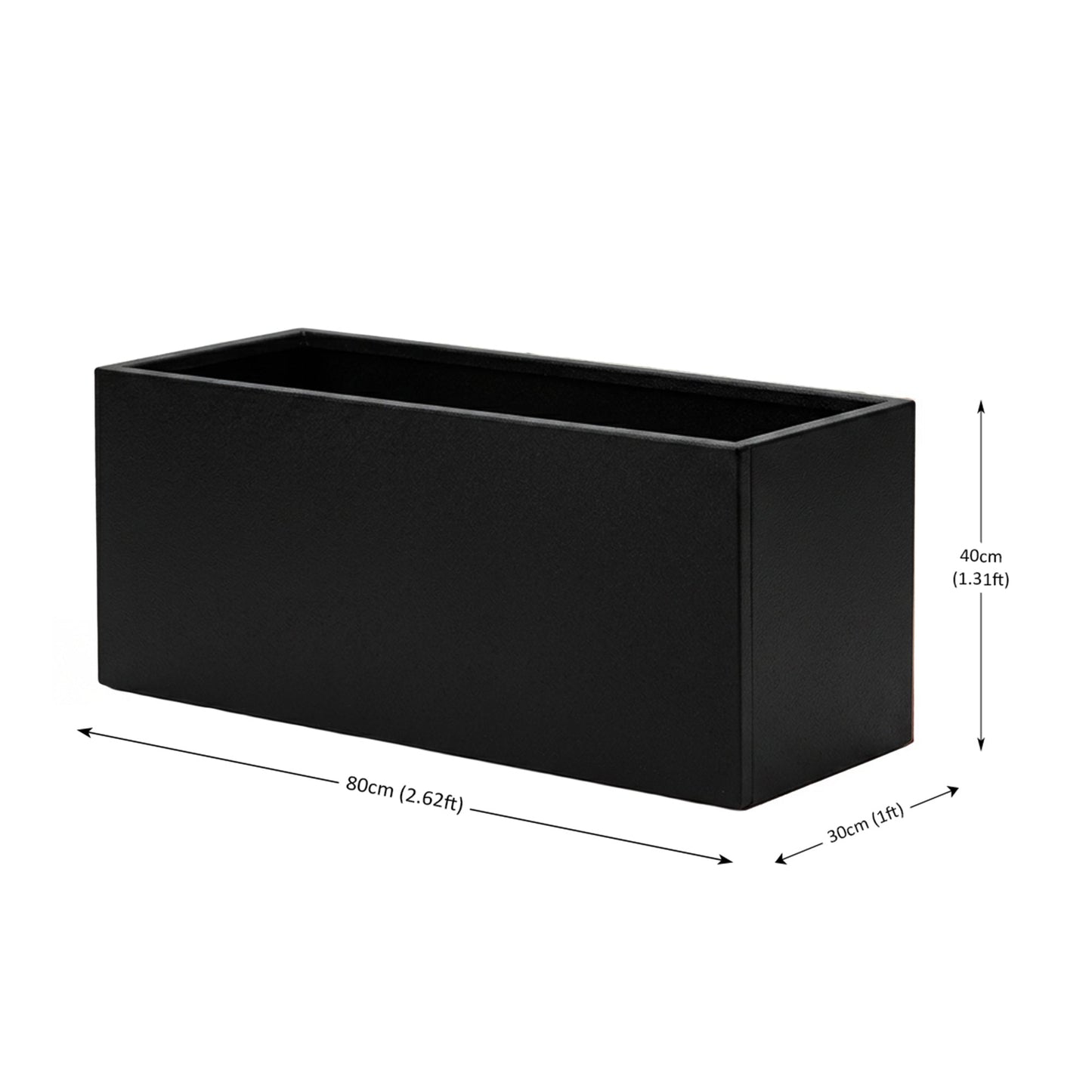 Galvanised Steel Black Trough Metal Planter - 80cm x 30cm