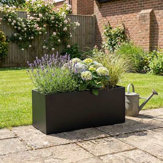 Galvanised Steel Black Trough Metal Planter - 80cm x 30cm