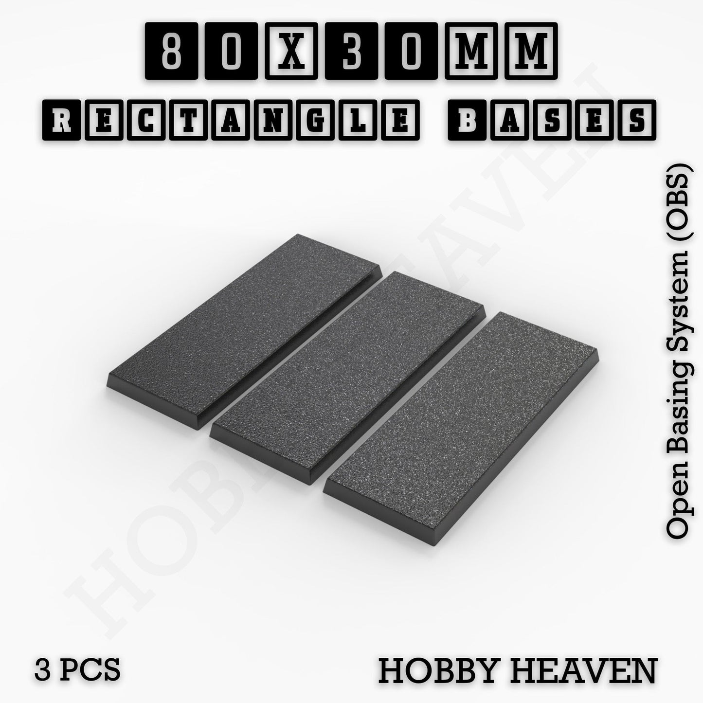 Rectangle Bases Medium Sizes - 75x30mm to 125x40mm and up to 100x90mm Wide - 3D Print Tabletop Games