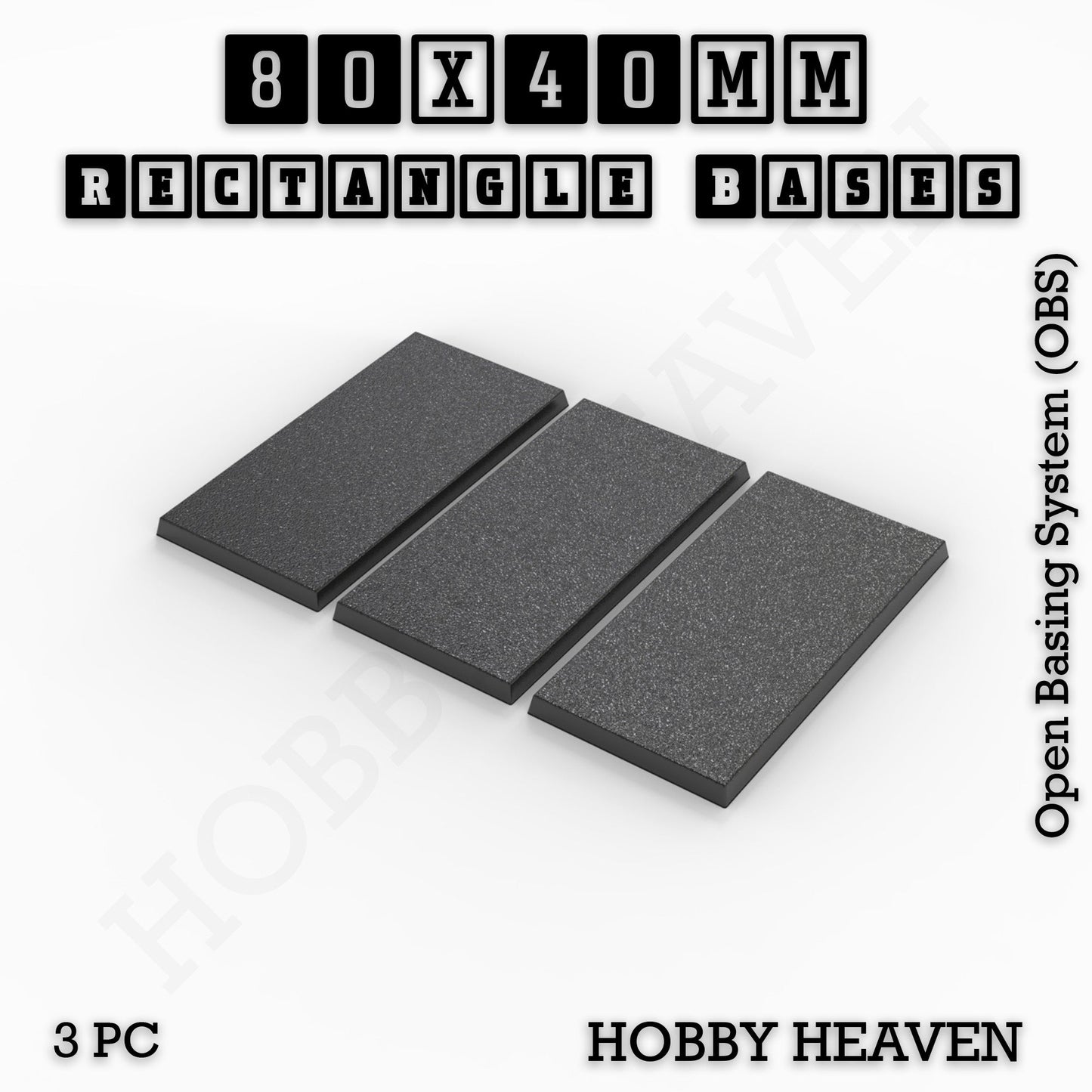 Rectangle Bases Medium Sizes - 75x30mm to 125x40mm and up to 100x90mm Wide - 3D Print Tabletop Games