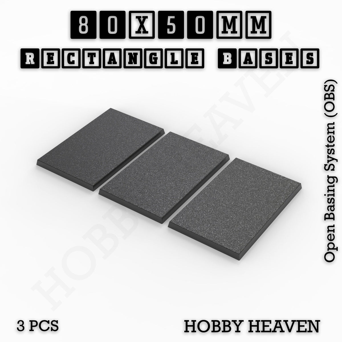 Rectangle Bases Medium Sizes - 75x30mm to 125x40mm and up to 100x90mm Wide - 3D Print Tabletop Games