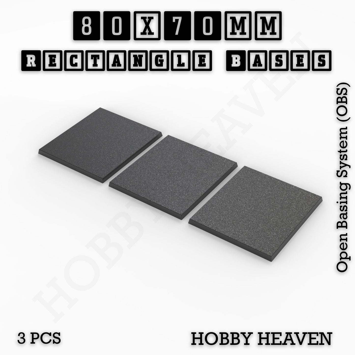 Rectangle Bases Medium Sizes - 75x30mm to 125x40mm and up to 100x90mm Wide - 3D Print Tabletop Games