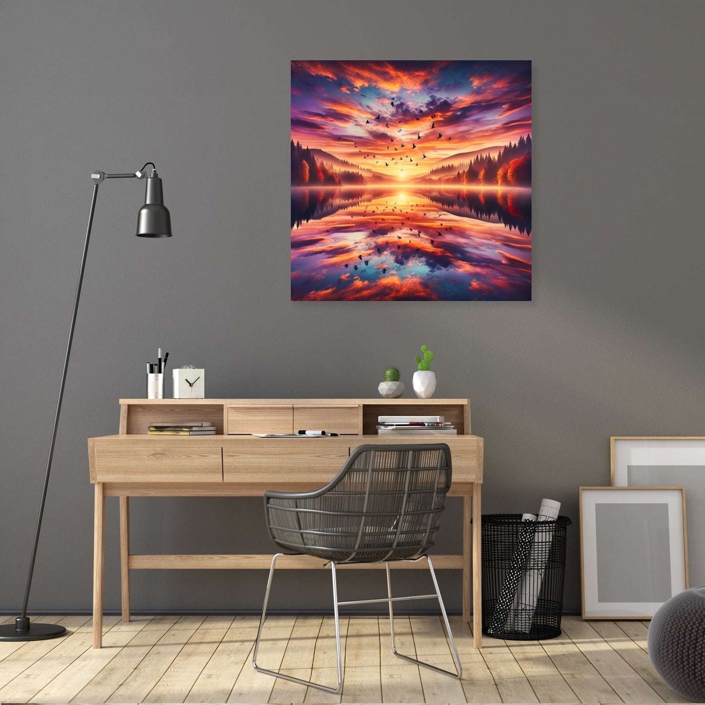 Autumn Lake Sunset Canvas