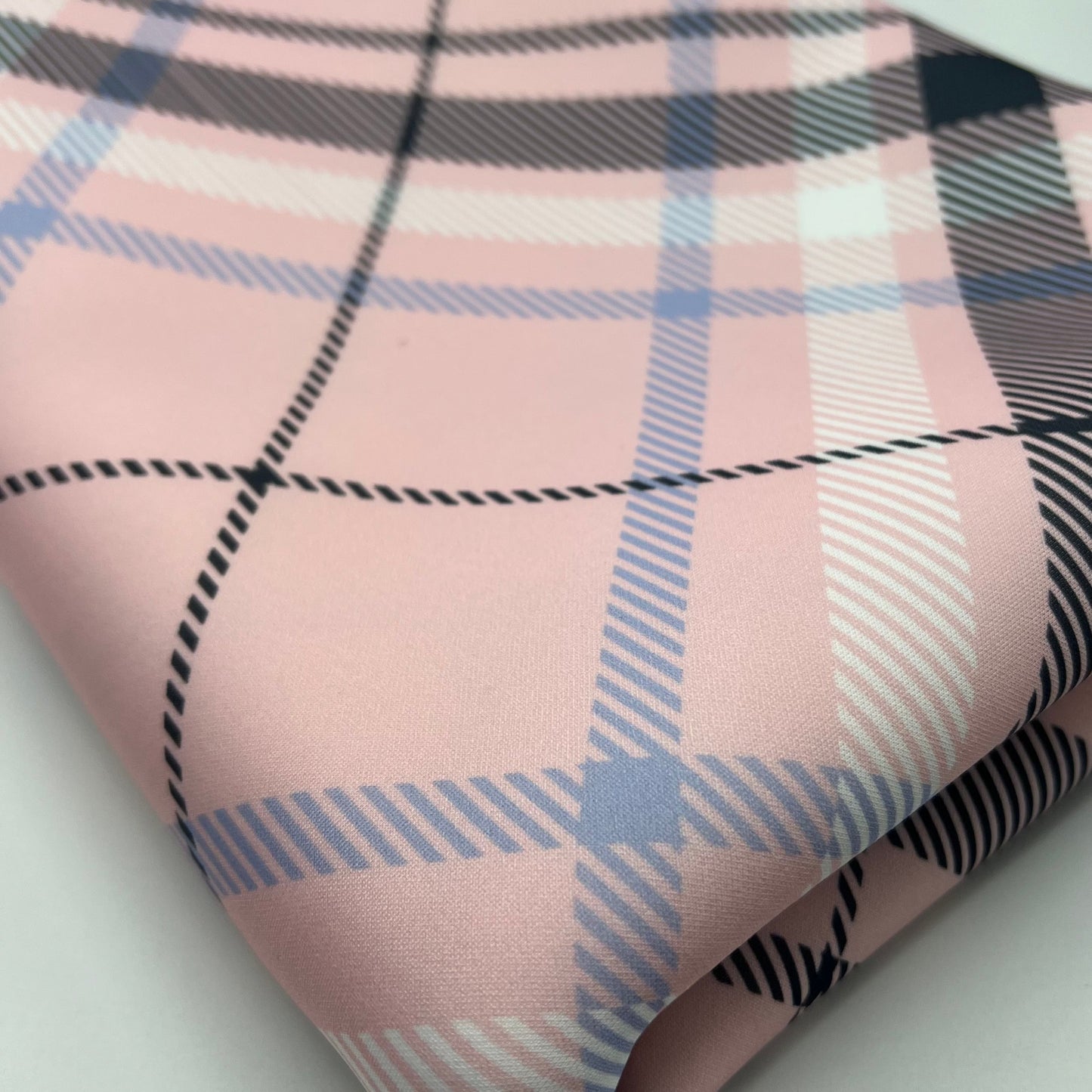 Pink Check Scuba Foam 3D Mono Jersey Fabric 2 Way Stretch