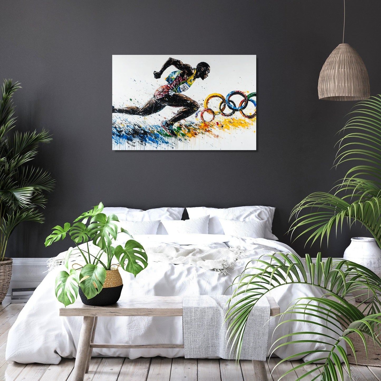 Olympic Runner Graffiti Canvas