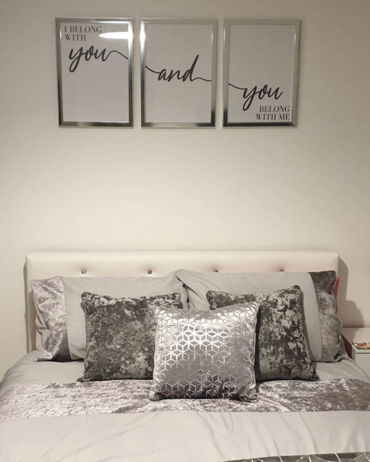 I belong With You & You Belong With Me Couple Black Set Of 3 Bedroom Prints