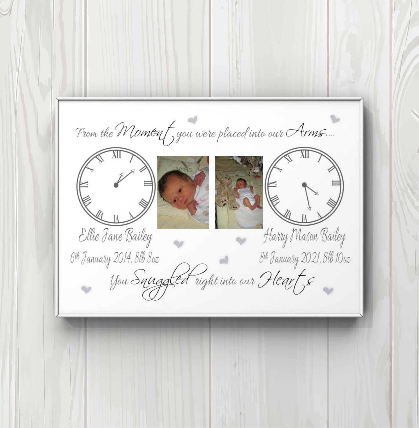 Baby A4 print UNFRAMED Snuggled right into our arms 2 Babies