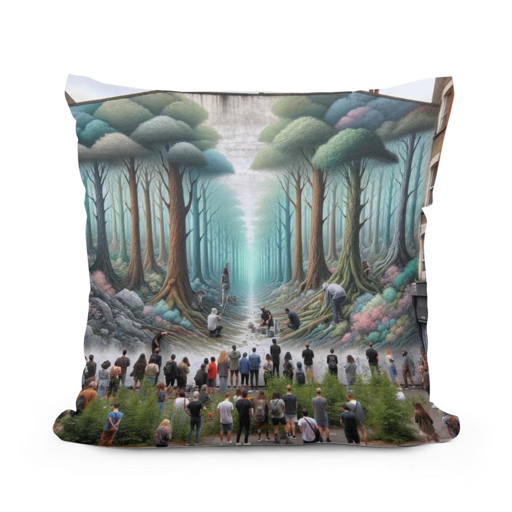 Forest Mural Oasis Cotton Cushion