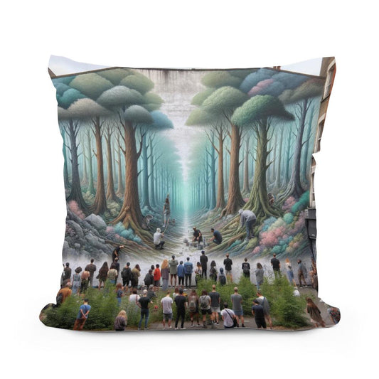 Forest Mural Oasis Cotton Cushion
