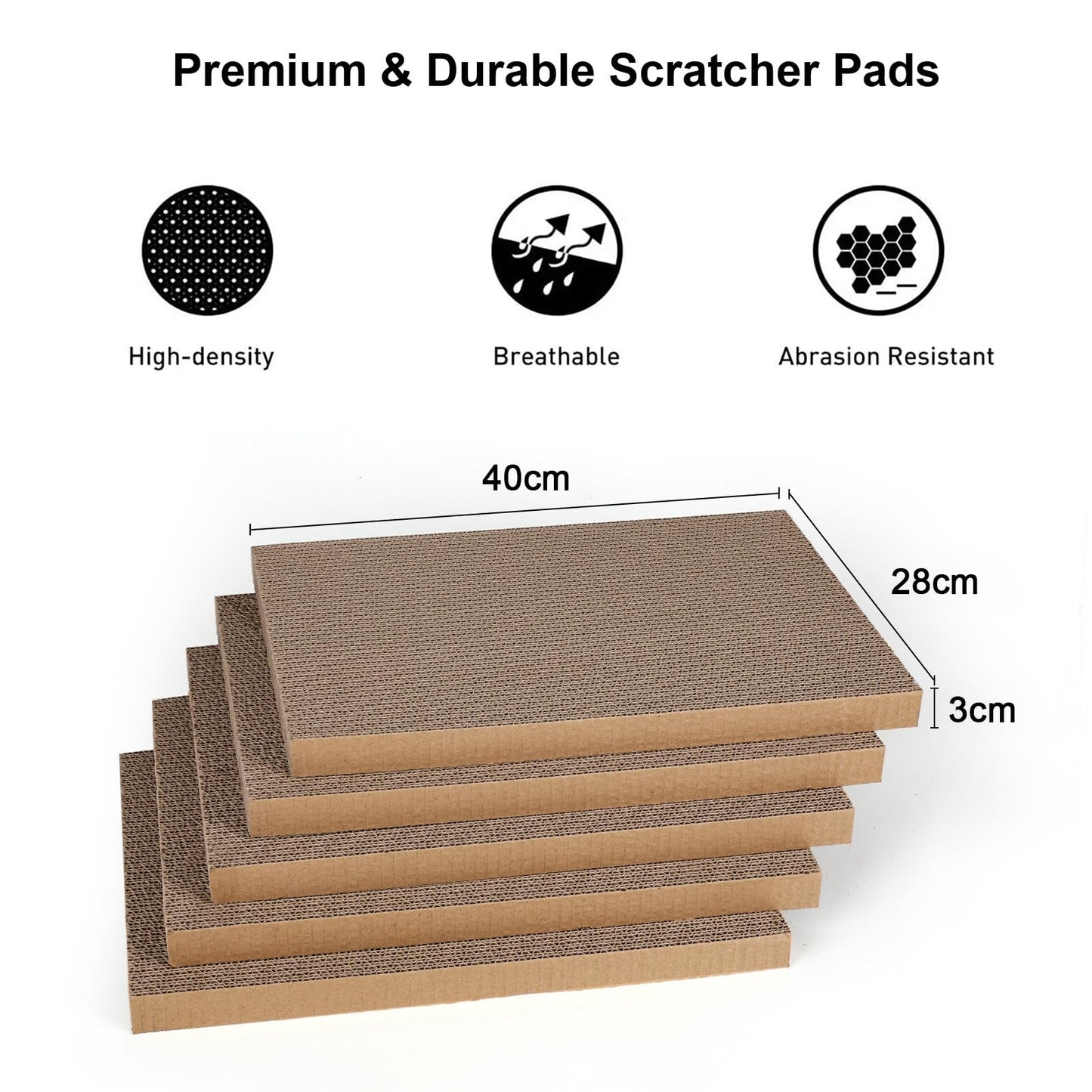 FUKUMARU Cat Scratcher Box with 5 Reversible Cardboard Refill Pads — 2-in-1 Scratch Pad & Lounger (40 x 28 cm) (Copy)