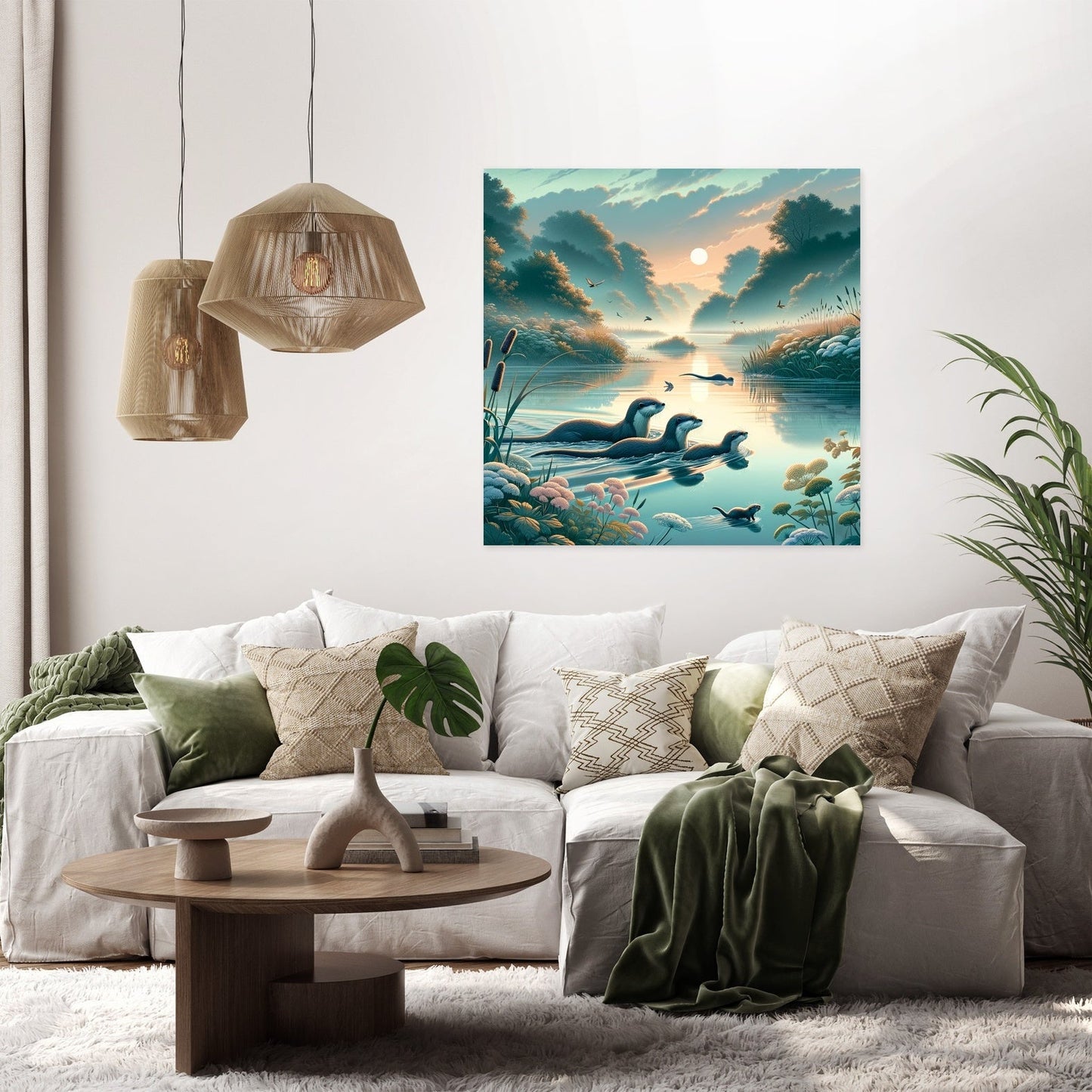 Dawn Otters Canvas