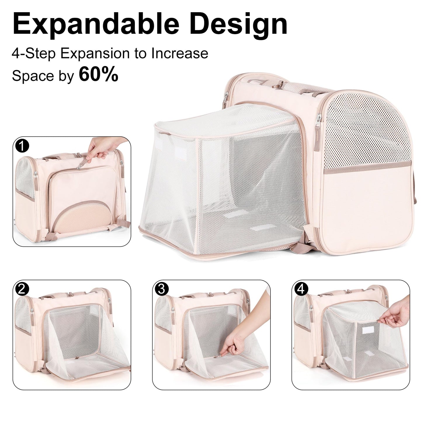 FUKUMARU Cat Backpack Carrier, Expandable, Pink