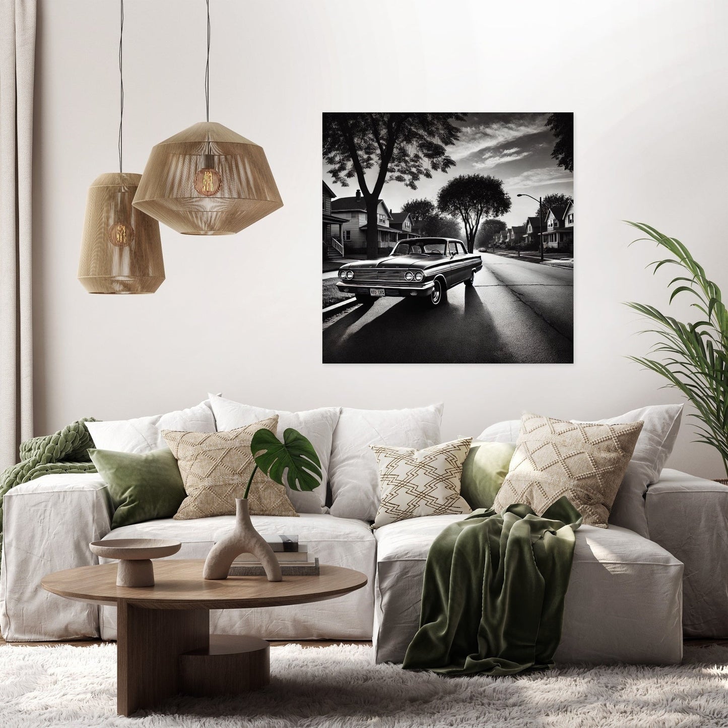 Nostalgic Suburban Drive Canvas