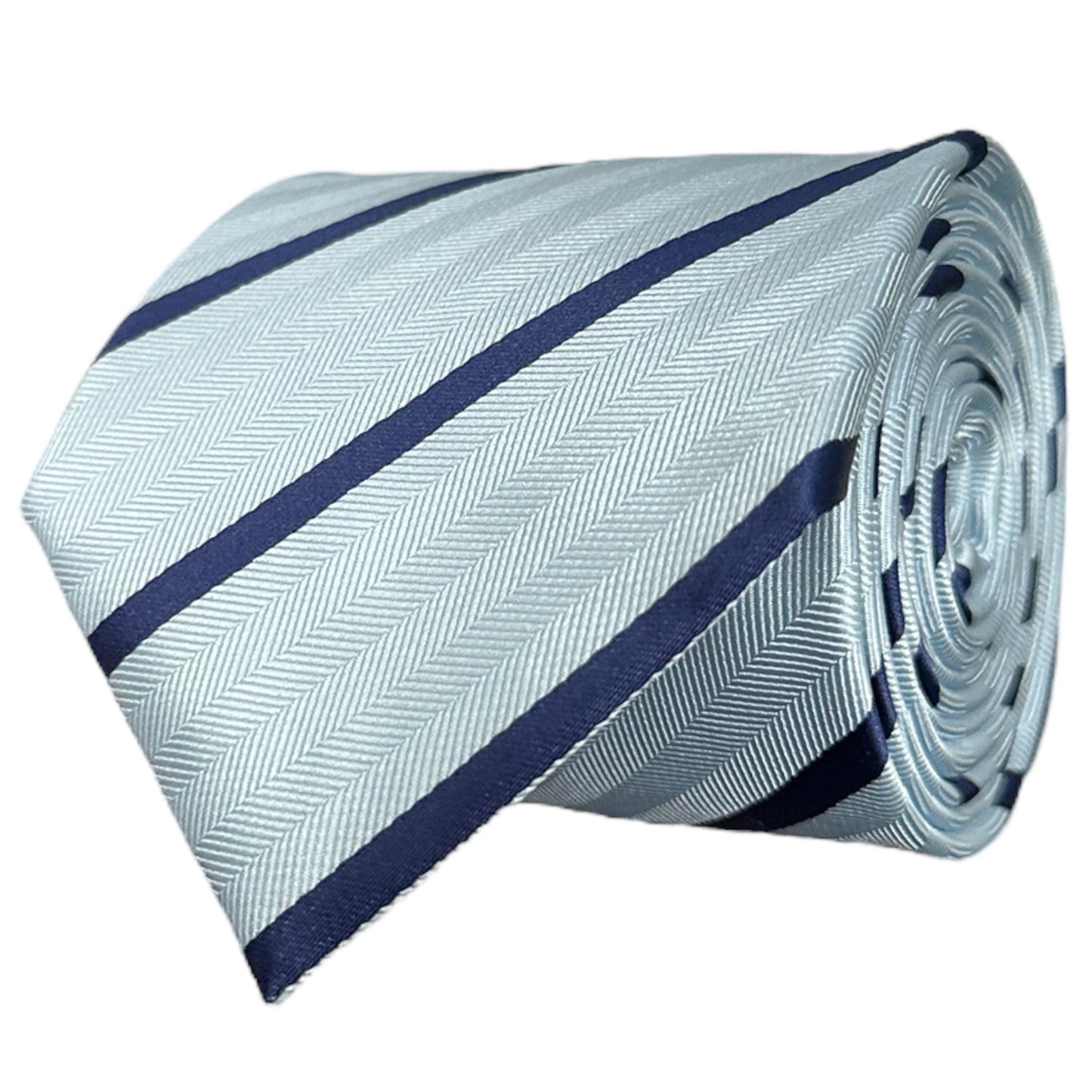 Light Blue & Navy Blue Stripe Tie - Hawksmoor Edit