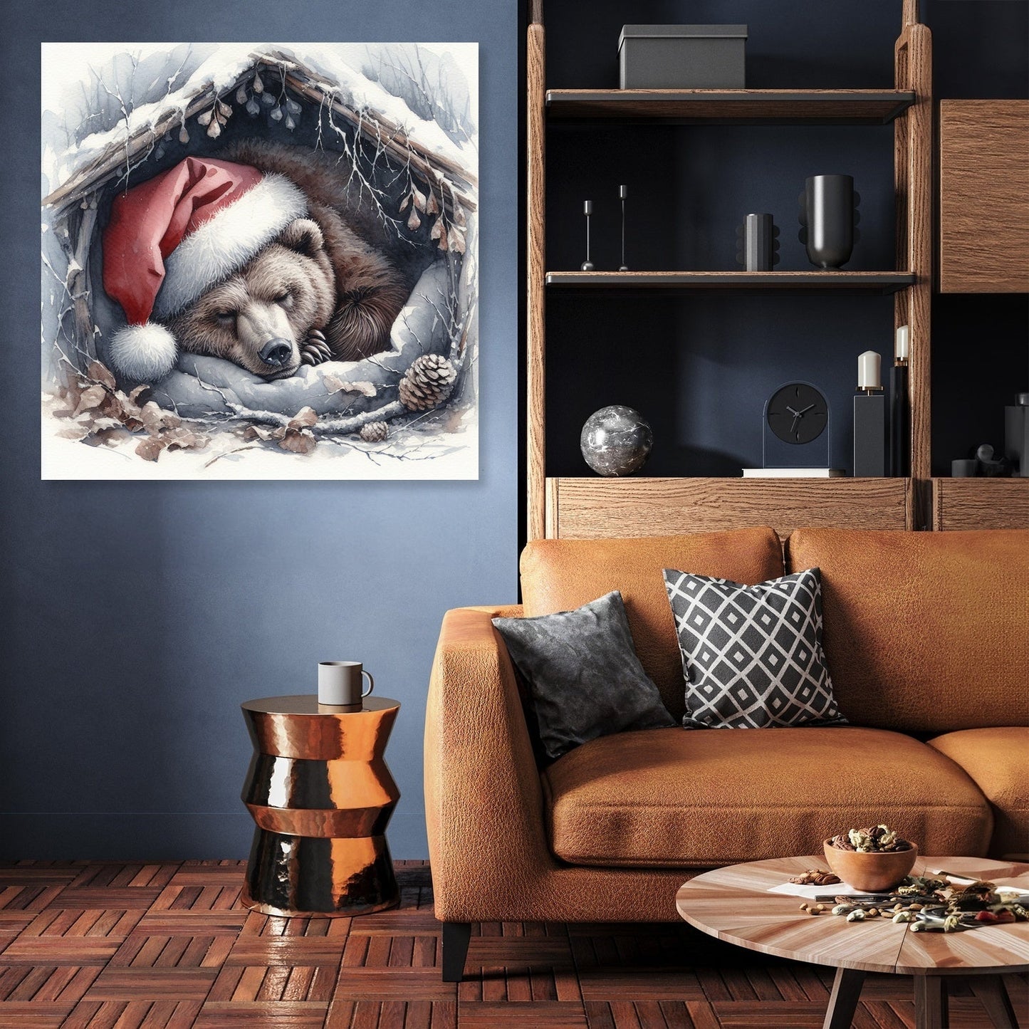 Slumbering Santa Bear Canvas
