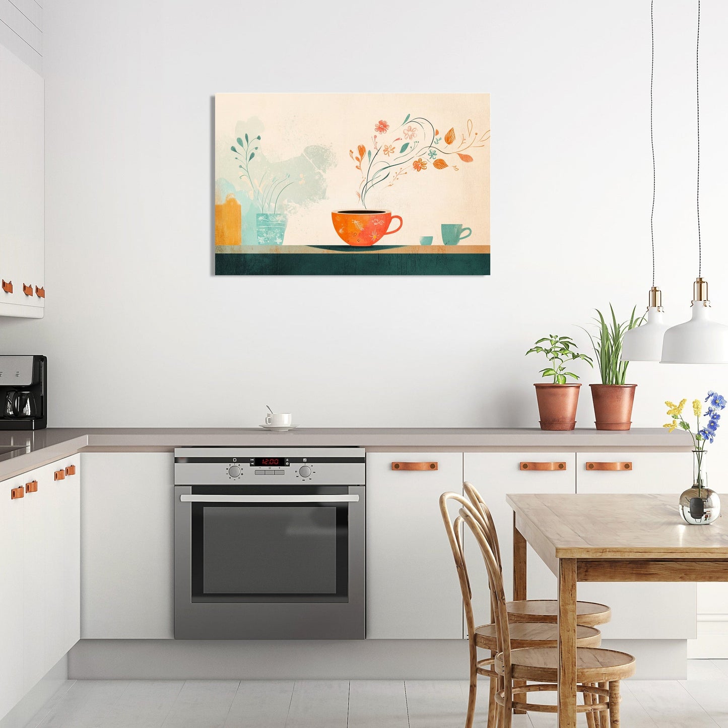 Floral Coffee Swirl Canvas