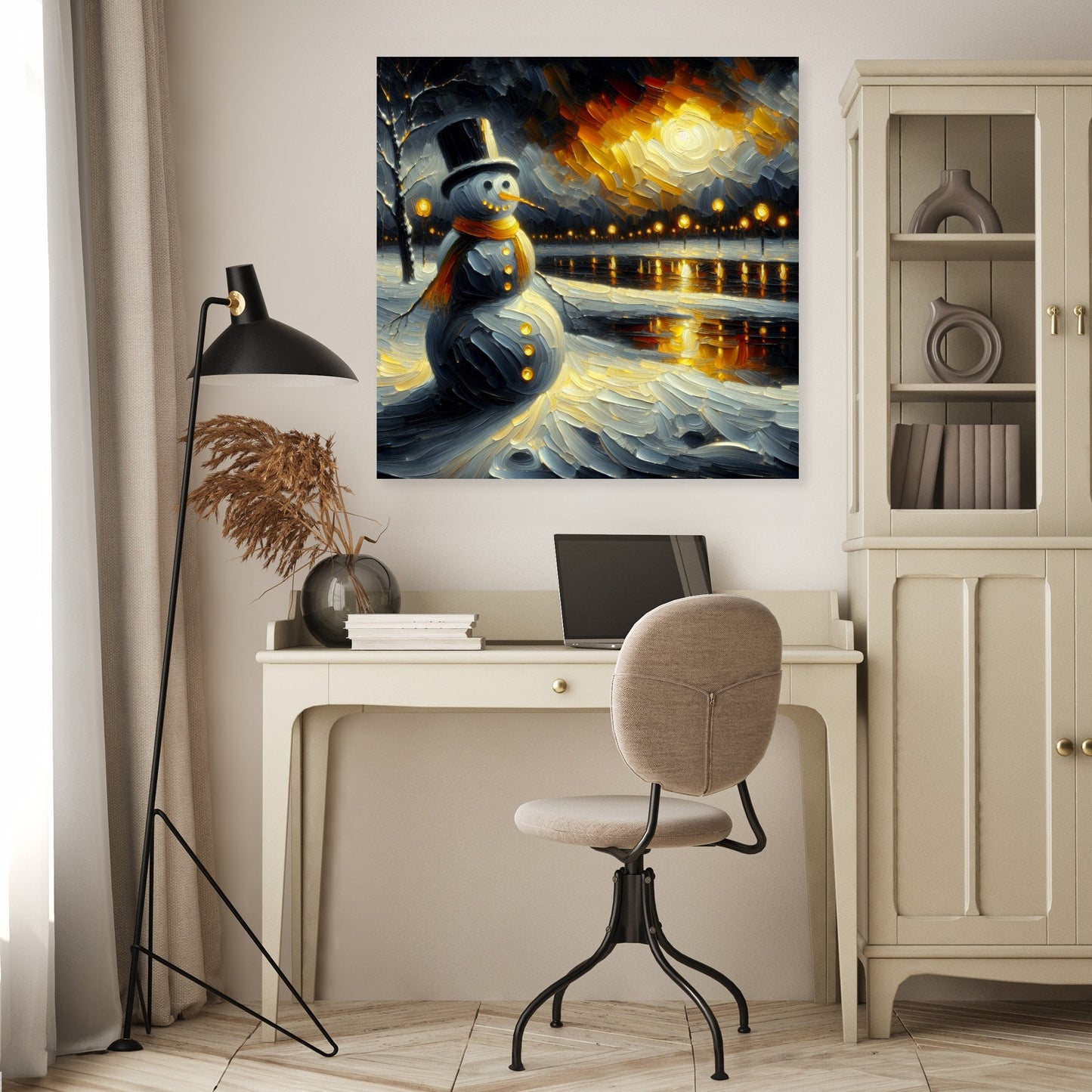 Melancholic Black Snowman Canvas