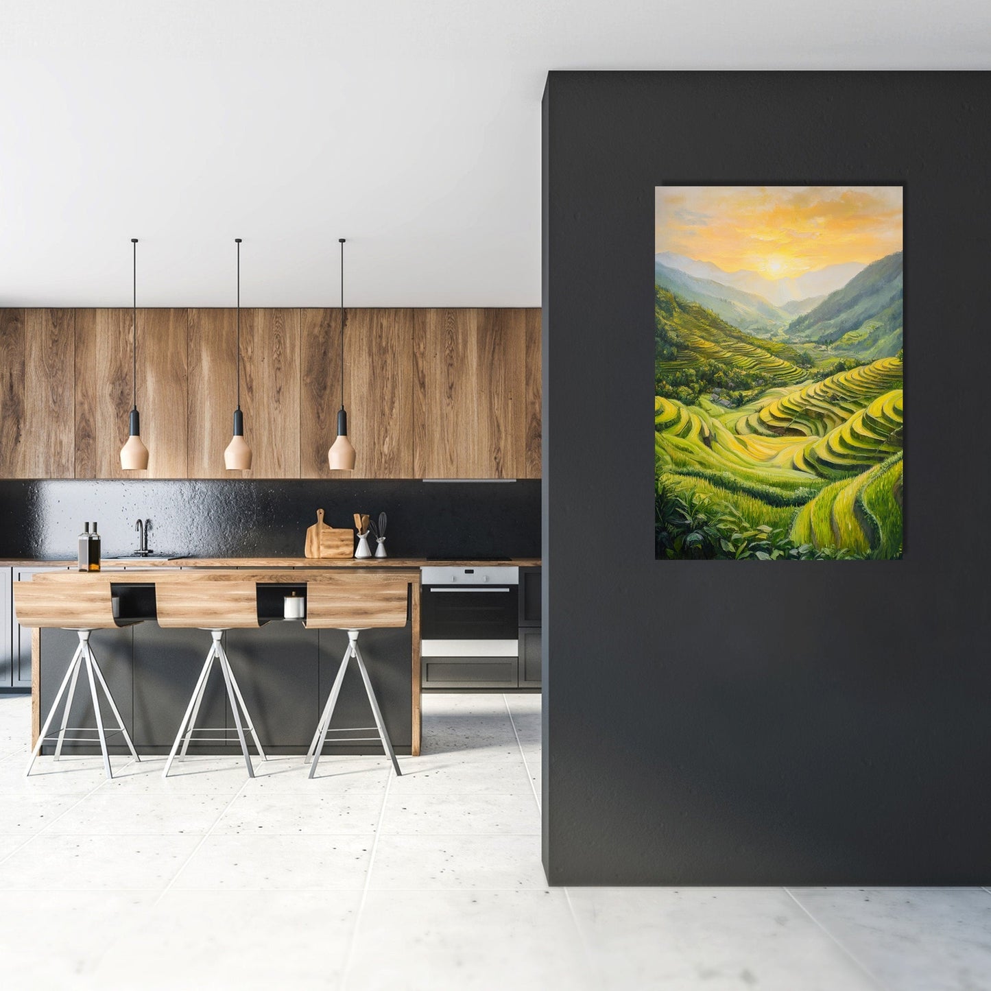 Verdant Rice Fields Canvas