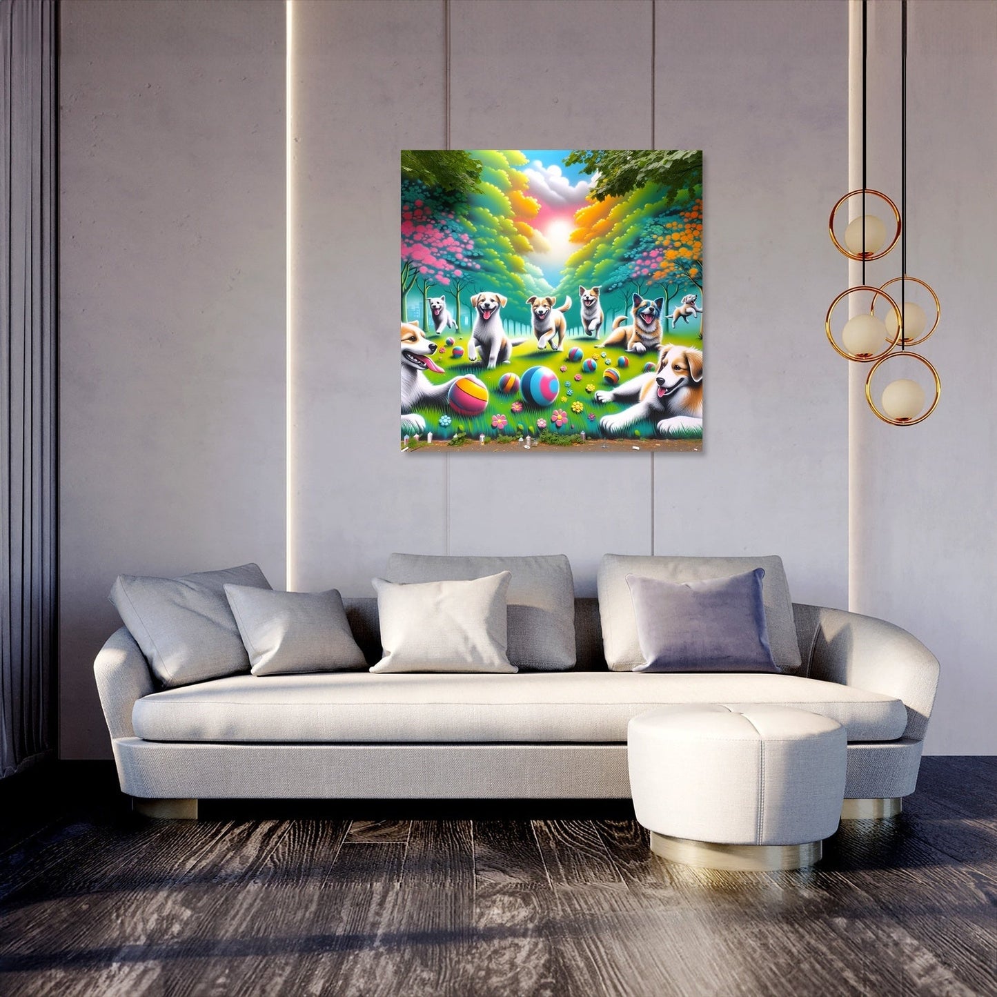 Joyful Dogs in the Park Canvas
