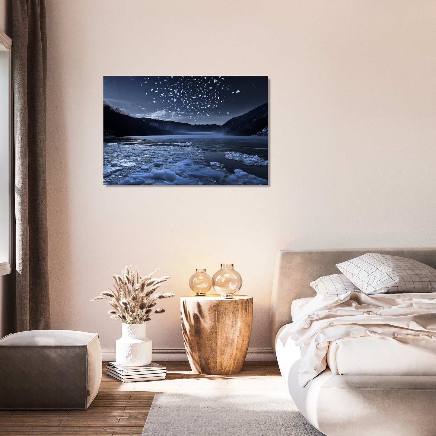 Moonlit Frozen Lake Canvas