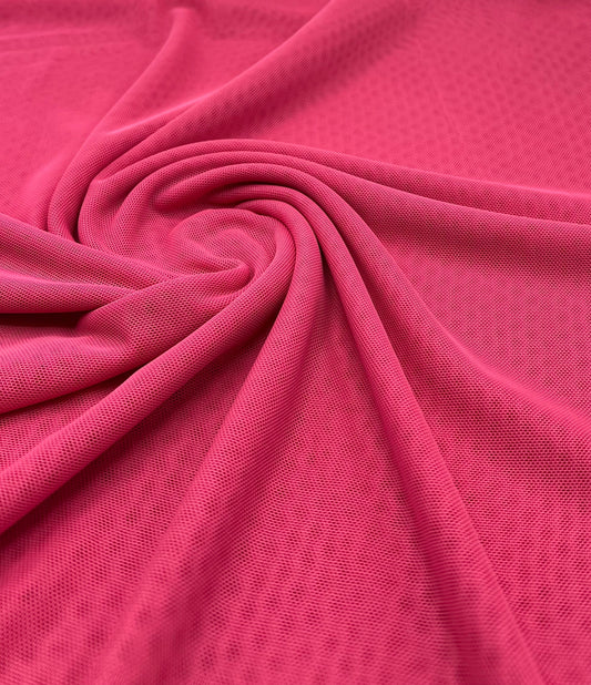 Plain Hot Baby Pink Mesh Fabric Stretch