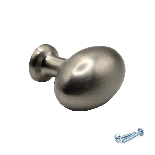 M4TEC Brushed Nickel Oval Knob Handle – VG8 Series (36mm Cabinet, Drawer & Cupboard Knob)