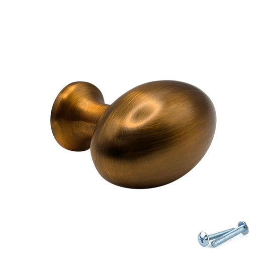 M4TEC Aged Brass Oval Knob Handle – VG8 Series (36mm Cabinet, Drawer & Cupboard Knob)