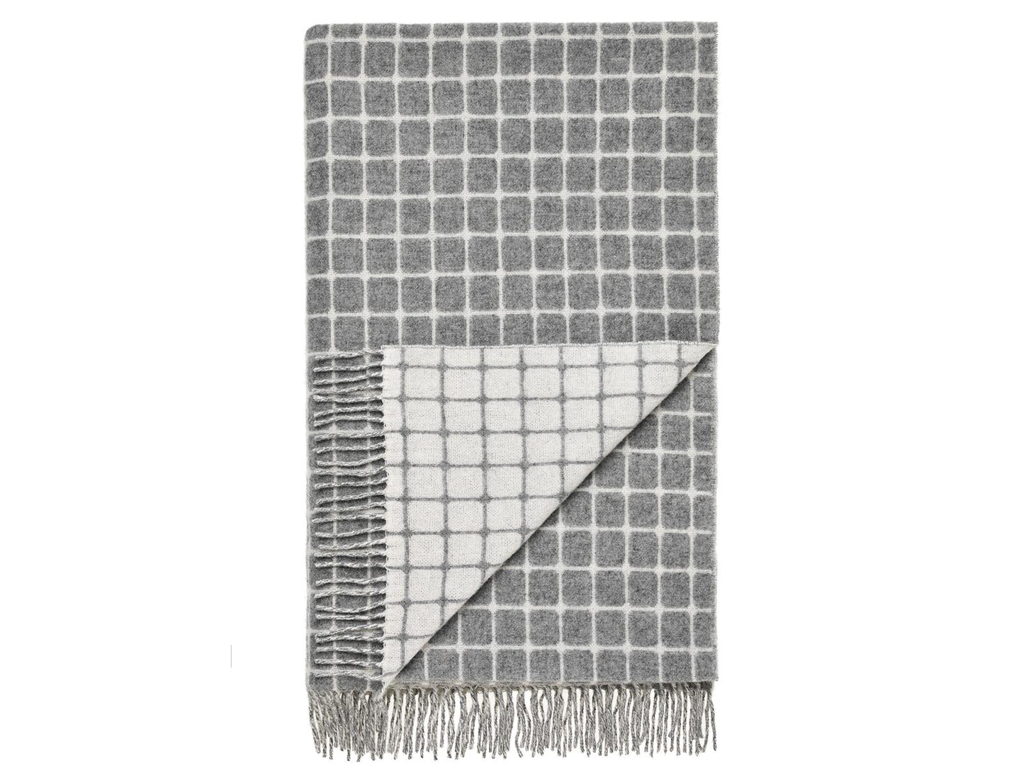 Athens Check Merino Lambswool Throw - Grey