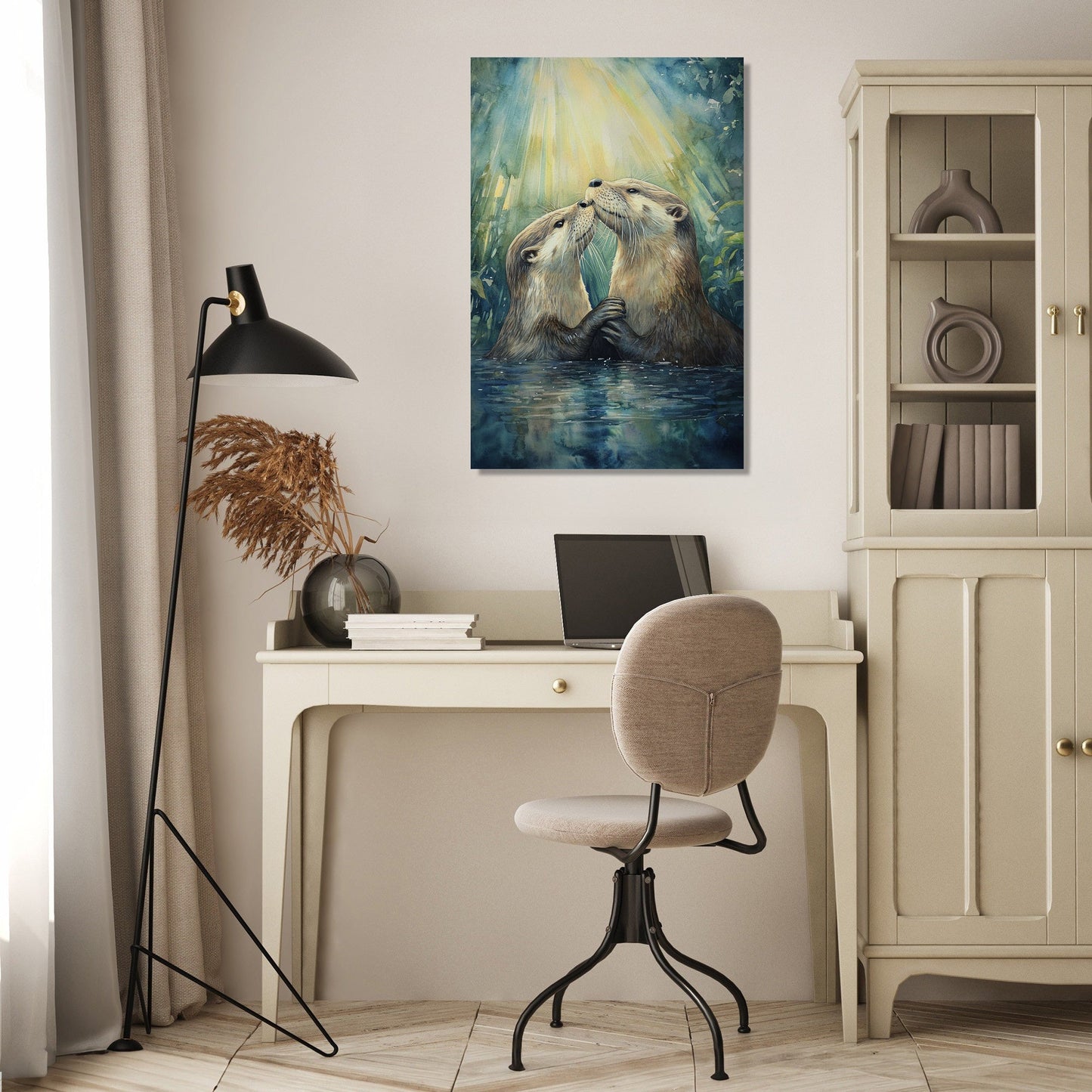 Otters' Embrace on Canvas