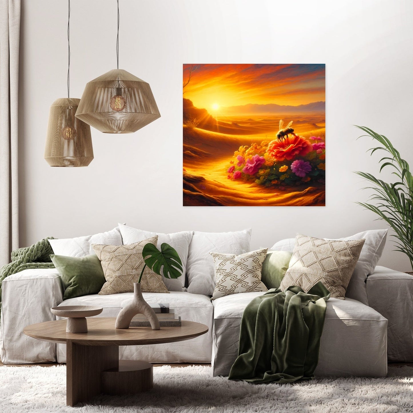 Bee Oasis in the Desert Canvas