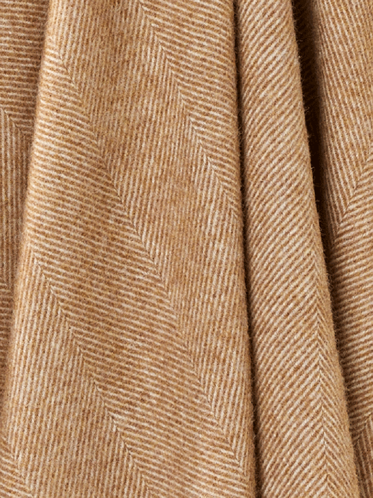Herringbone Shetland Pure New Wool Throw - Camel