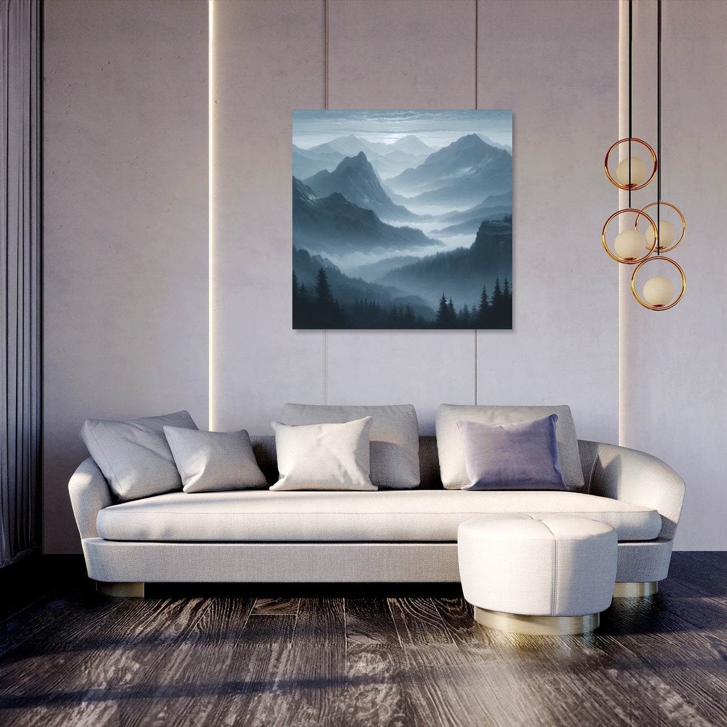 Dawn Mist Mountains Canvas