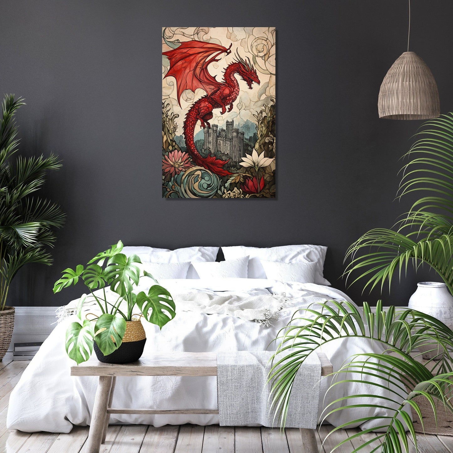 Dragon's Majesty Over Caernarfon Canvas