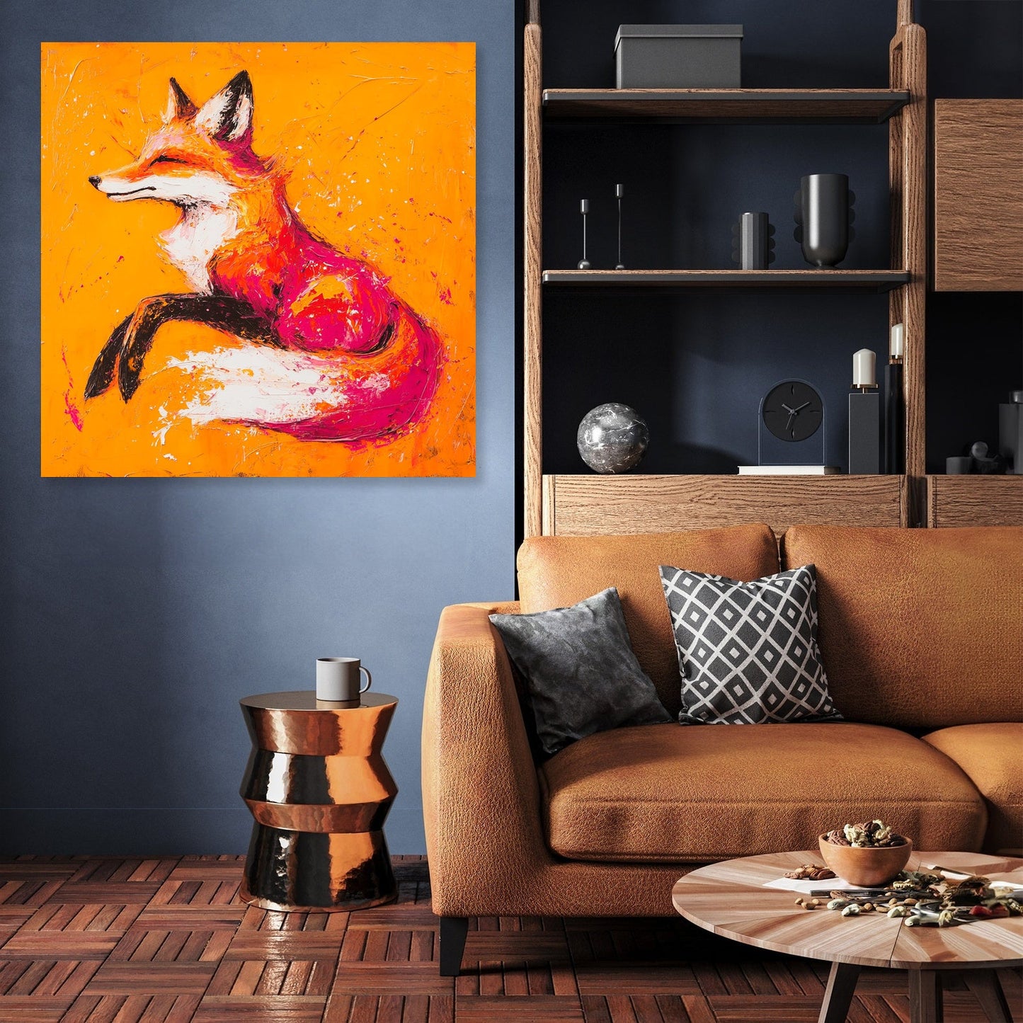 Vibrant Fox on Fiery Canvas