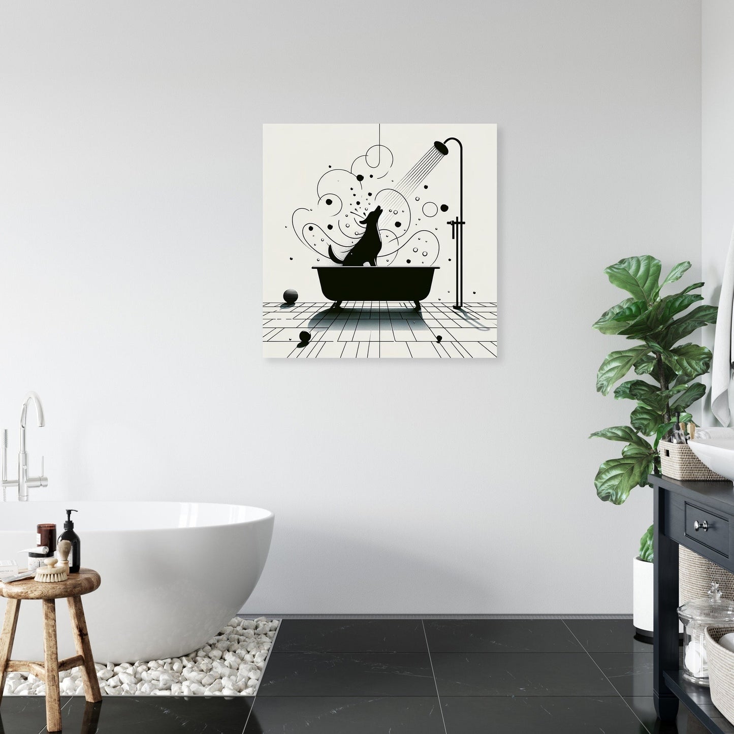 Minimalist Canine Bath Time Canvas