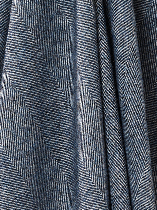 Herringbone Shetland Pure New Wool Throw - Navy Blue