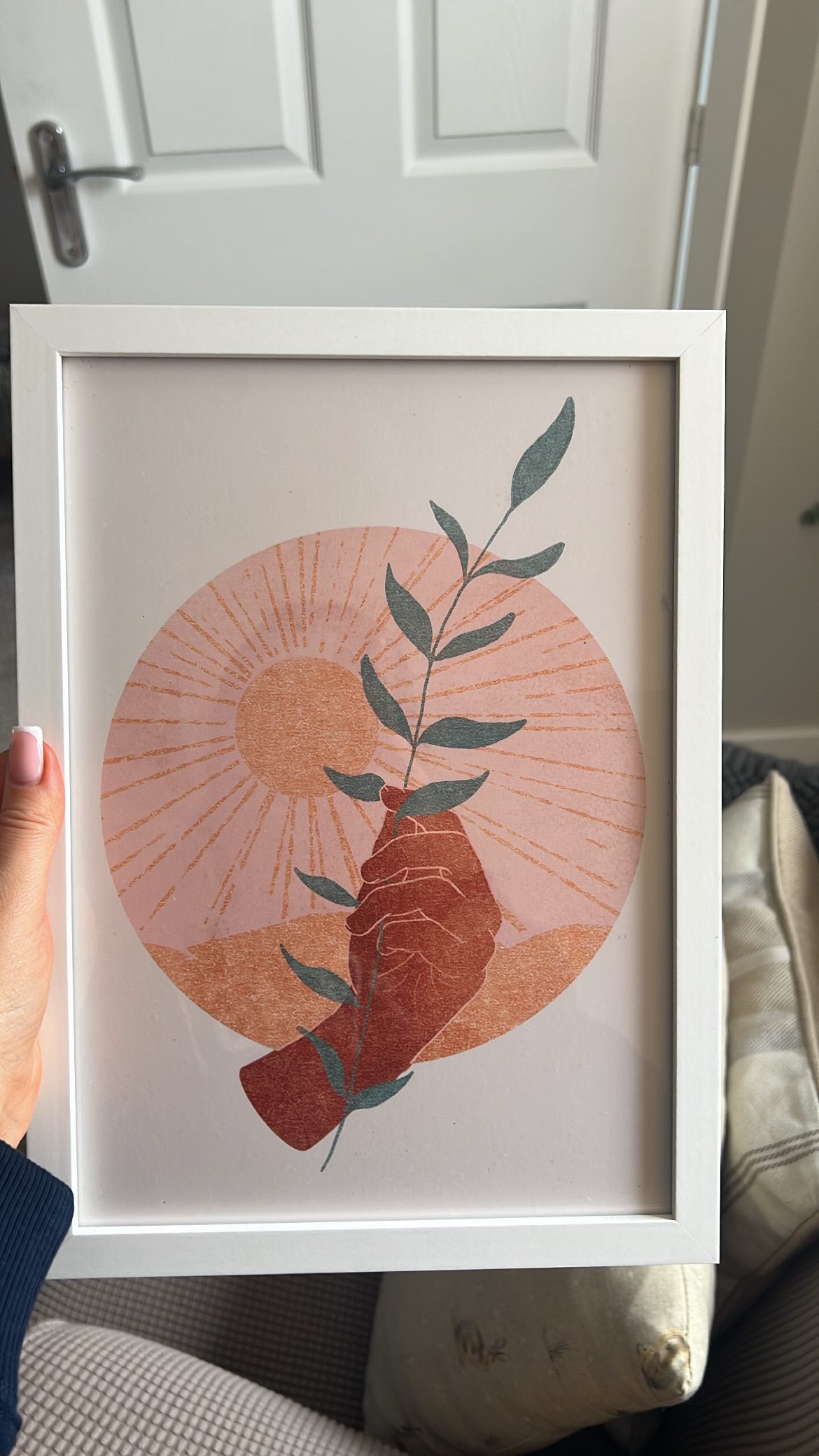 Hand Holding Plant Minimalist Illustration Home Wall Decor Print