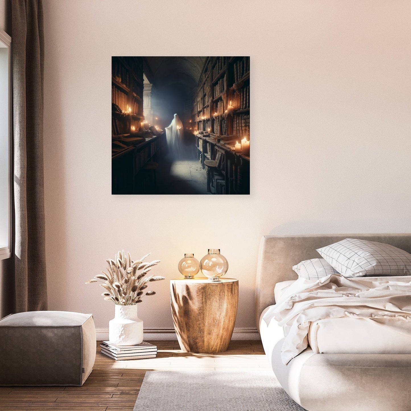 Ghostly Scholar's Library Canvas