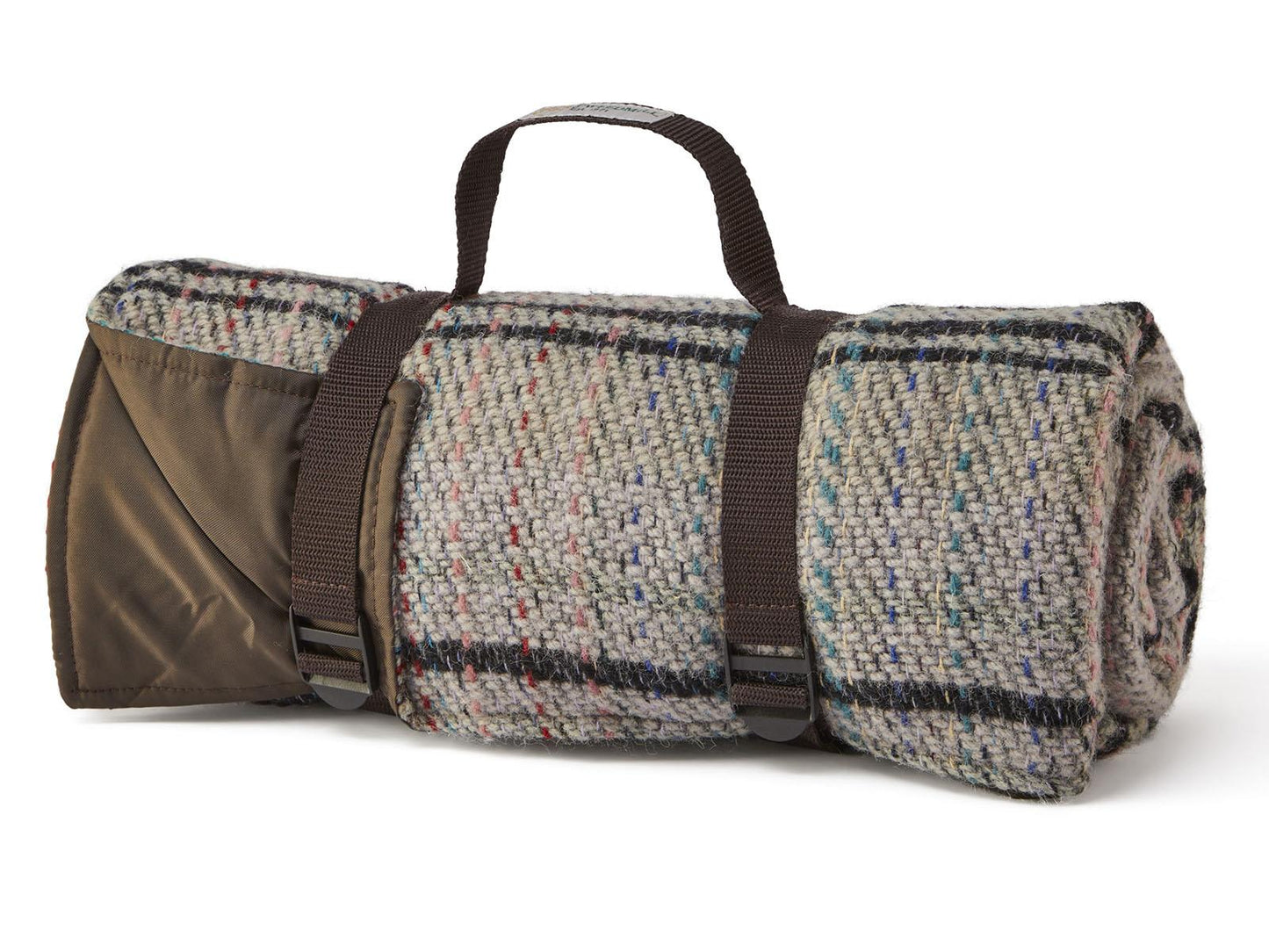 Waterproof Picnic Rug Roll - Random Check Recycled Wool