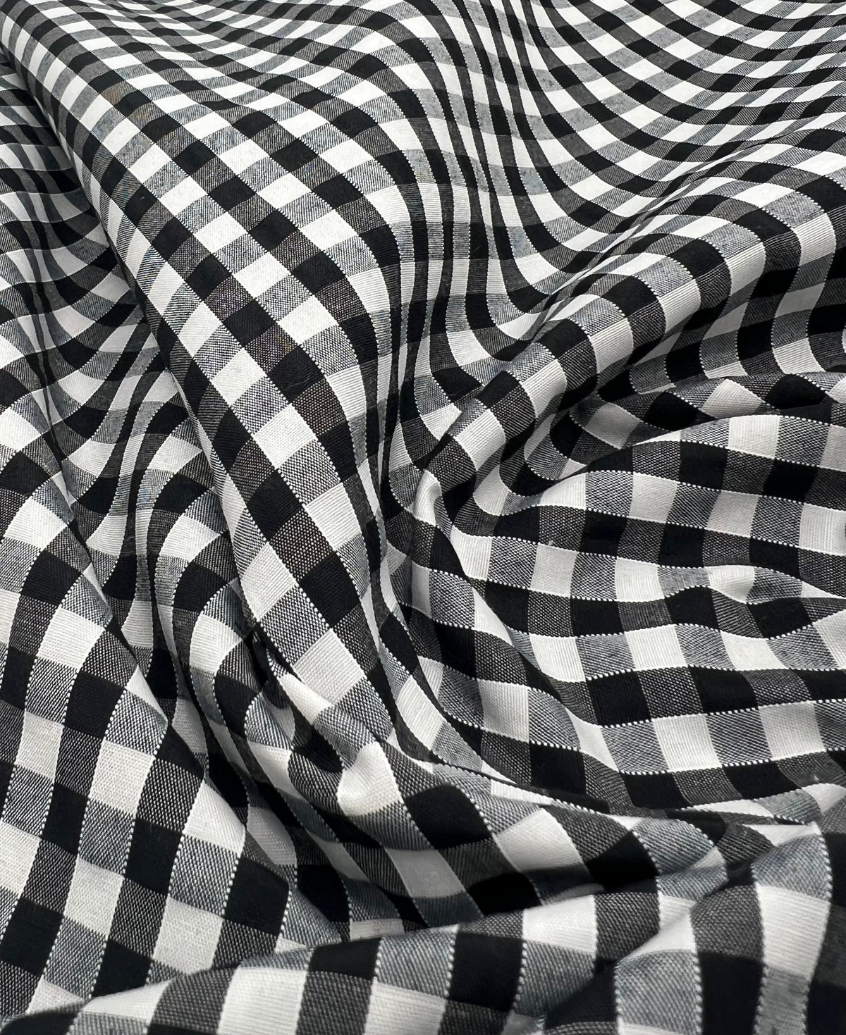 Black Gingham Printed Polycotton 90 GSM 80/20 44 Inch Non Stretch
