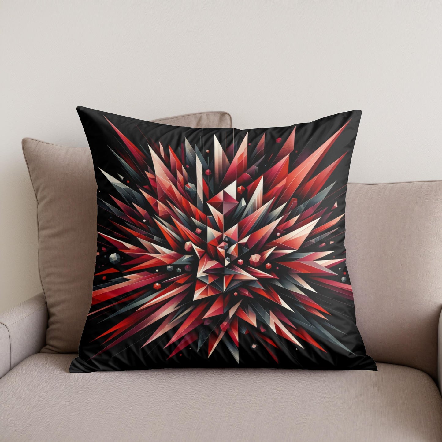 Fiery Embrace: Geometric Passion Cotton Cushion